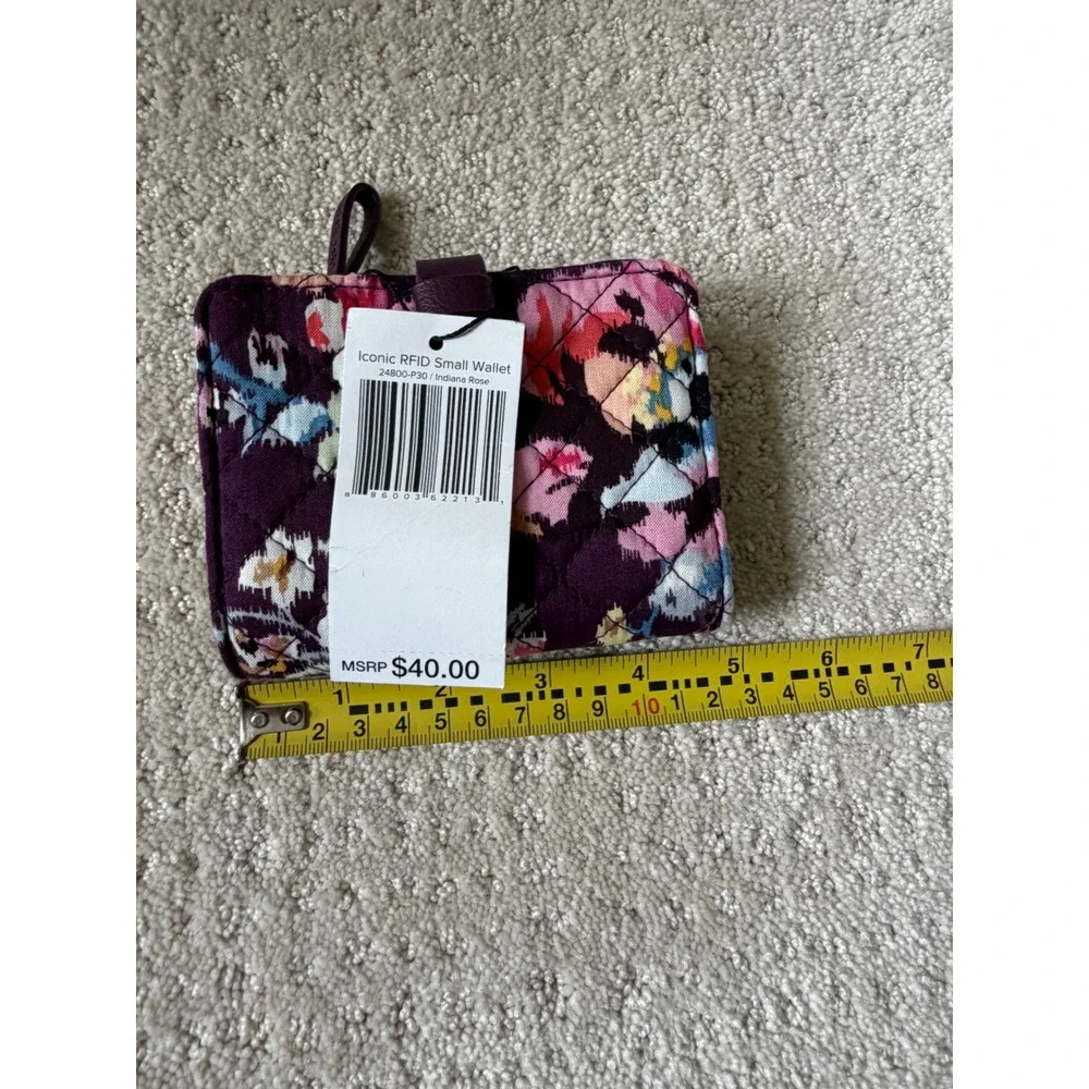 Vera Bradley Small Wallet Womens OS Purple Indiana Rose NEW RFID Floral Quilted